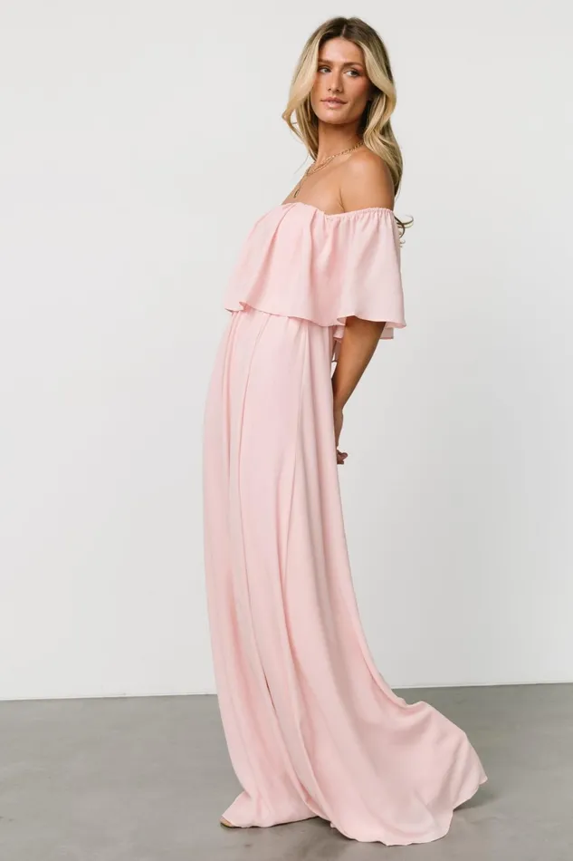 Diana Off Shoulder Maxi Dress Blush Women Baltic Born Mother Of The Bride
