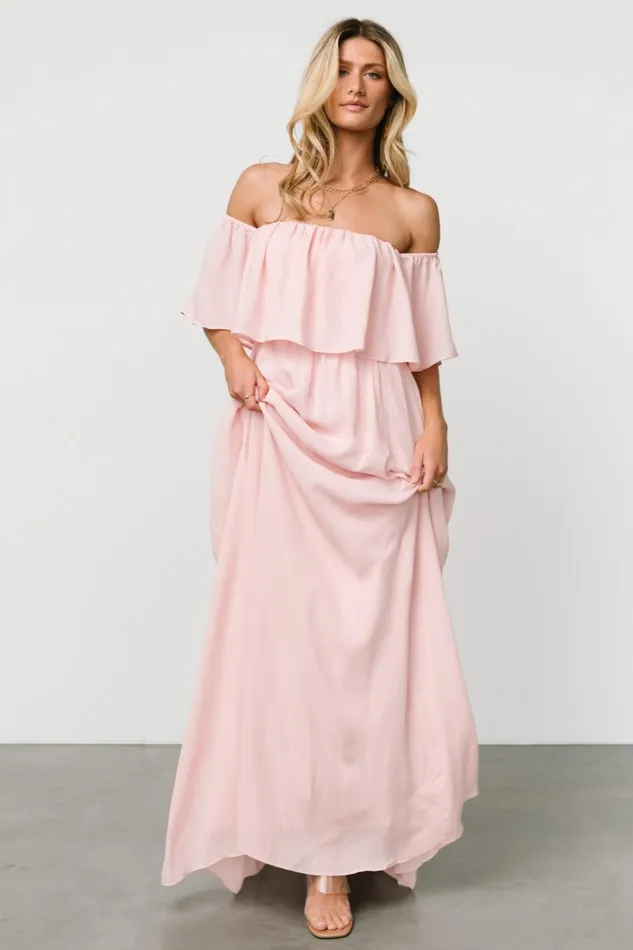 Diana Off Shoulder Maxi Dress Blush Women Baltic Born Mother Of The Bride