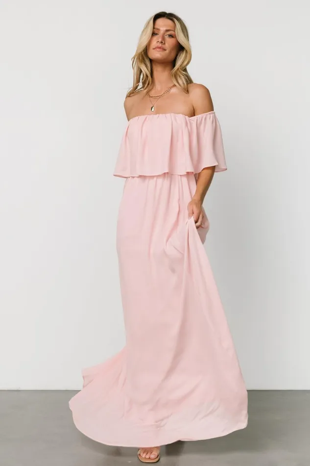 Diana Off Shoulder Maxi Dress Blush Women Baltic Born Mother Of The Bride