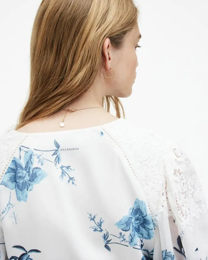 Dinah Lace Dekorah Floral Maxi Dress Denim Blue Women AllSaints Dresses