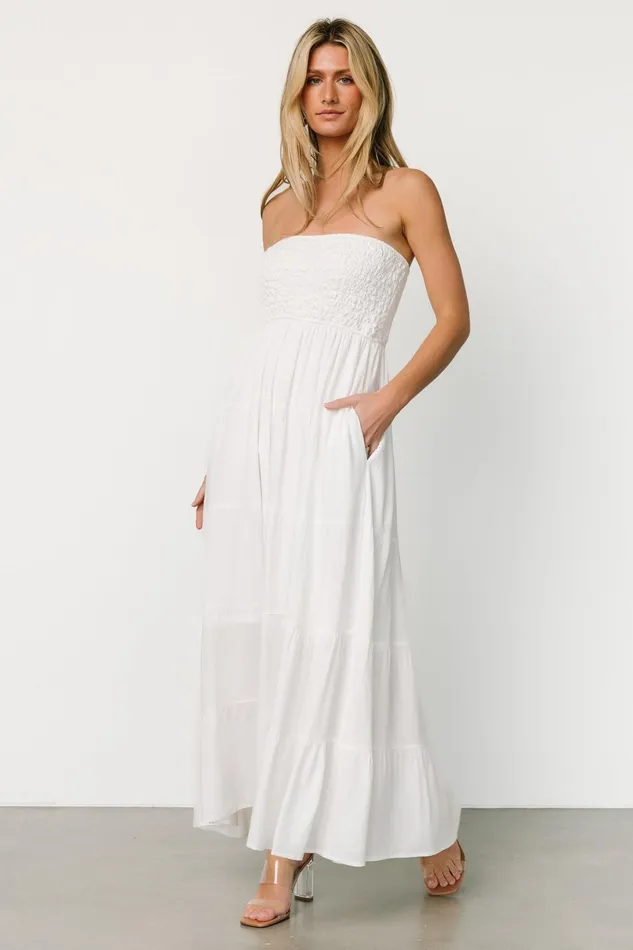 Domenica Strapless Maxi Dress Off White Women Baltic Born Cover Ups