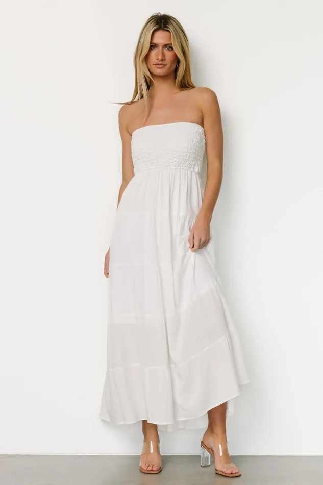 Domenica Strapless Maxi Dress Off White Women Baltic Born Cover Ups
