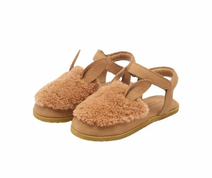 Donsje Amsterdam Animal Styles Girls Els Sandals Beige Curly Sheep Wool