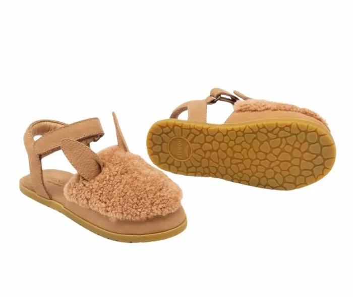 Donsje Amsterdam Animal Styles Girls Els Sandals Beige Curly Sheep Wool
