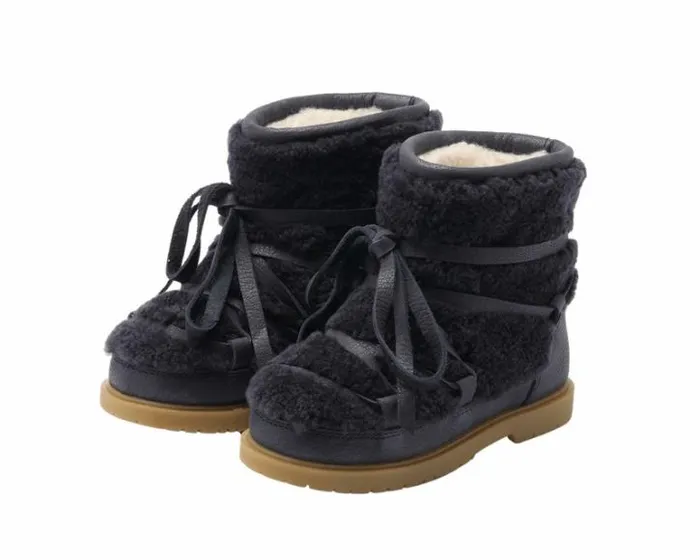 Donsje Amsterdam Ankle Boots Girls Cassia Boots Navy Curly Sheep Wool