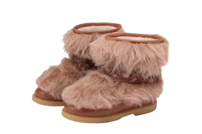 Donsje Amsterdam Ankle Boots Girls Keiza Beige Sheep Wool