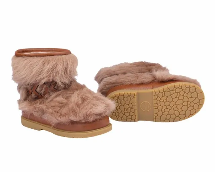 Donsje Amsterdam Ankle Boots Girls Keiza Beige Sheep Wool