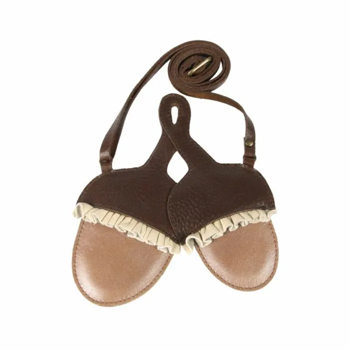 Donsje Amsterdam Backpacks and Purses Girls Pitta Purse Brown Grain Leather