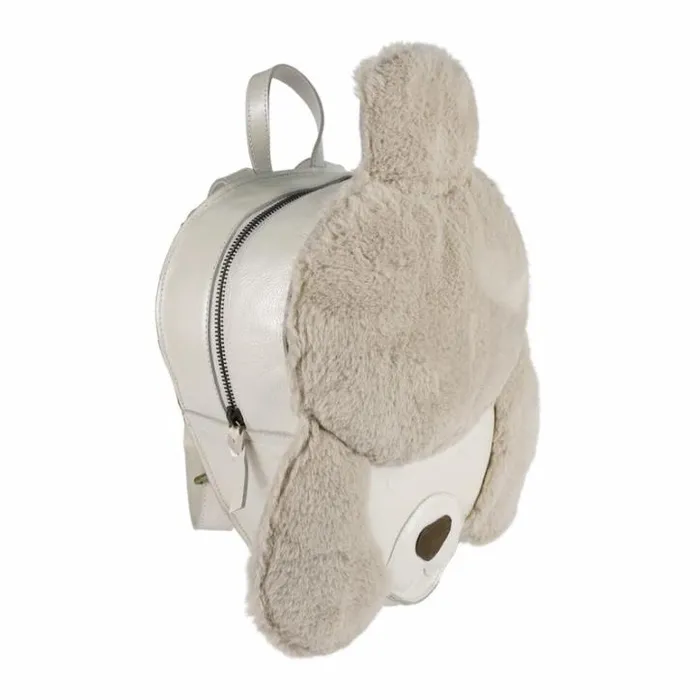 Donsje Amsterdam Backpacks and Purses Girls Umi Schoolbag Off White Metallic Leather