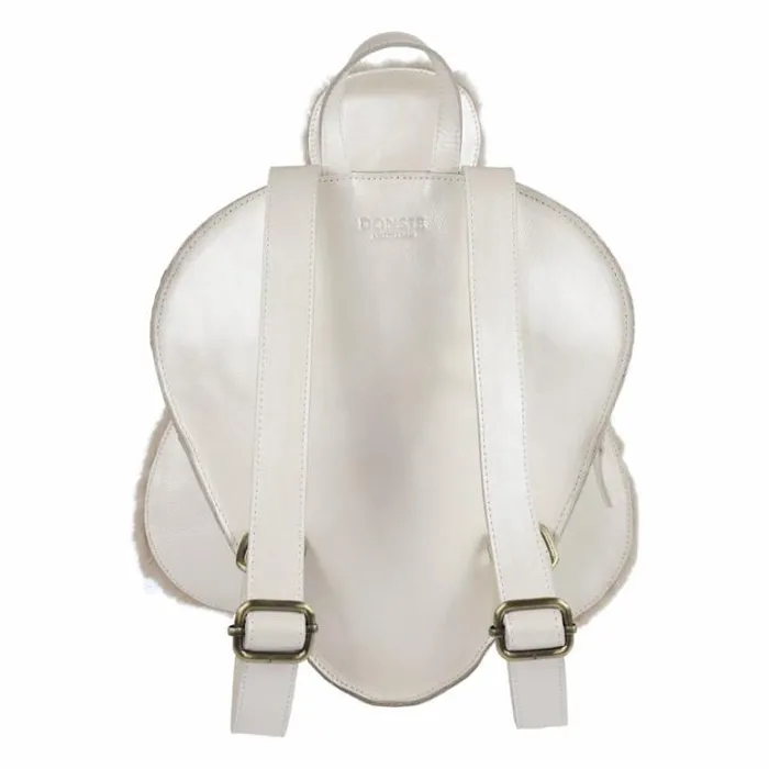 Donsje Amsterdam Backpacks and Purses Girls Umi Schoolbag Off White Metallic Leather