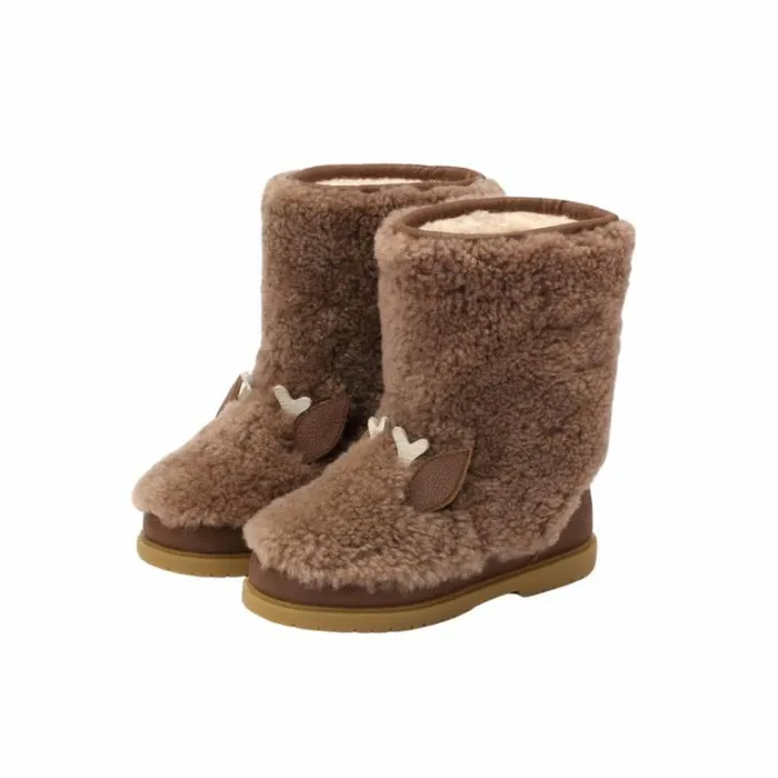 Donsje Amsterdam Boots Boys Irfi Boots Chestnut Curly Sheep Wool