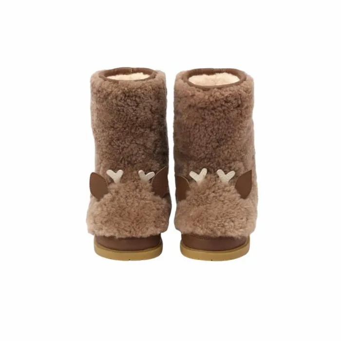 Donsje Amsterdam Boots Boys Irfi Boots Chestnut Curly Sheep Wool