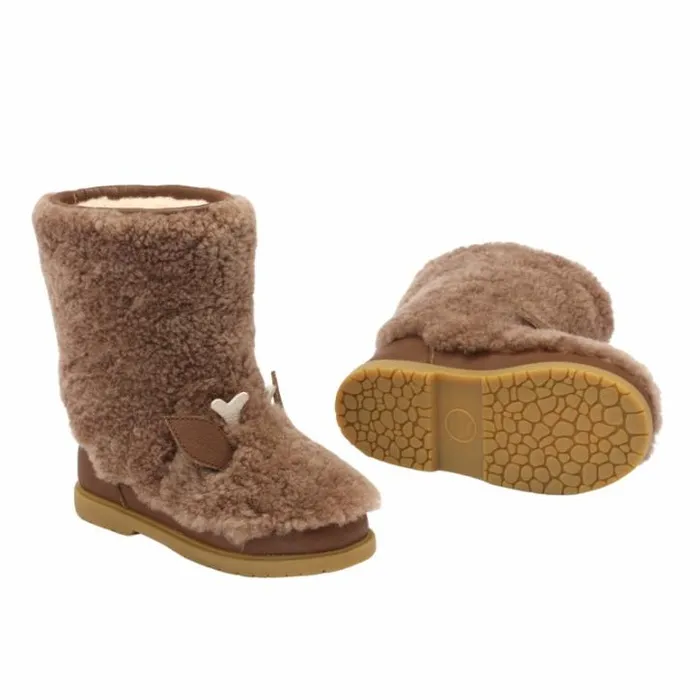 Donsje Amsterdam Boots Boys Irfi Boots Chestnut Curly Sheep Wool