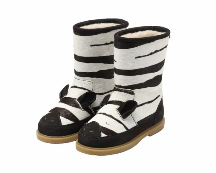 Donsje Amsterdam Boots Boys Wadudu Exclusive Zebra Striped Cow Hair