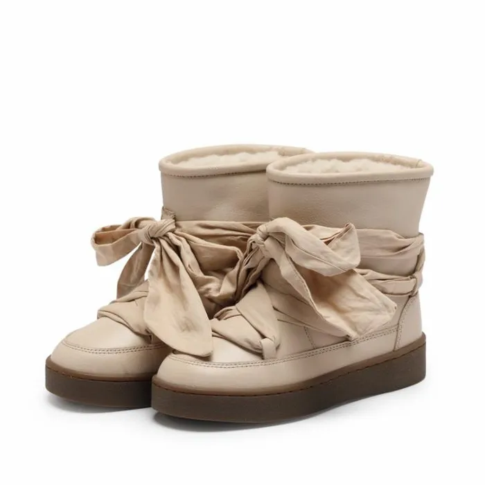 Donsje Amsterdam Boots Girls Ganza Boots Ivory Leather