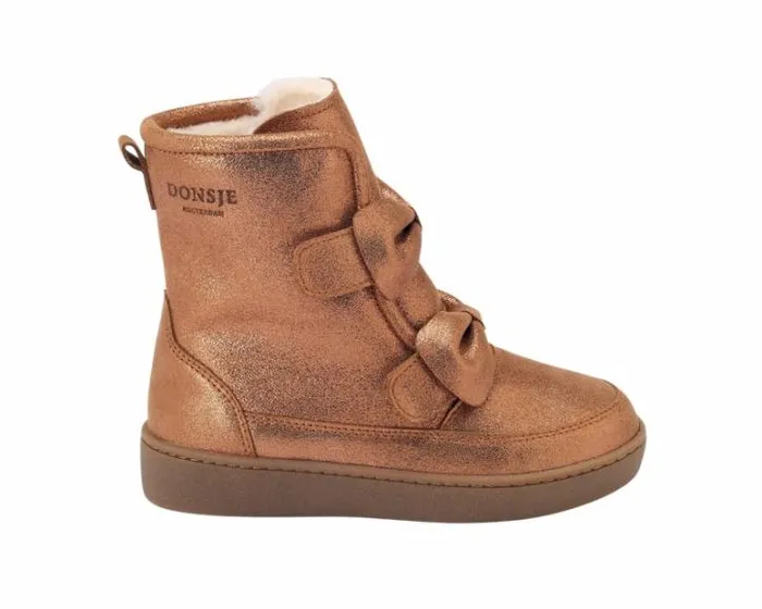 Donsje Amsterdam Boots Girls Isa Exclusive Boots Bronze Metallic Leather