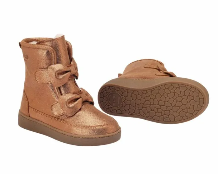 Donsje Amsterdam Boots Girls Isa Exclusive Boots Bronze Metallic Leather