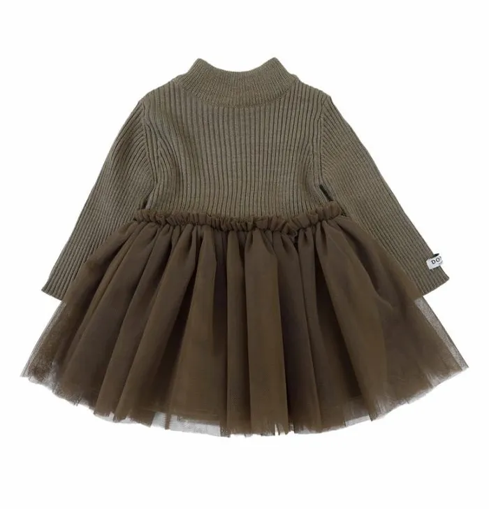 Donsje Amsterdam Dresses and Skirts Baby Lotus Dress Warm Stone