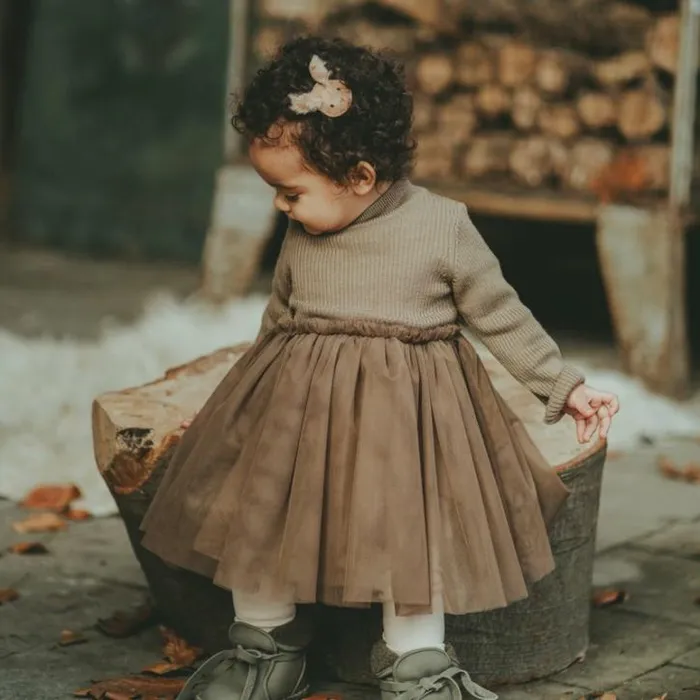 Donsje Amsterdam Dresses and Skirts Baby Lotus Dress Warm Stone