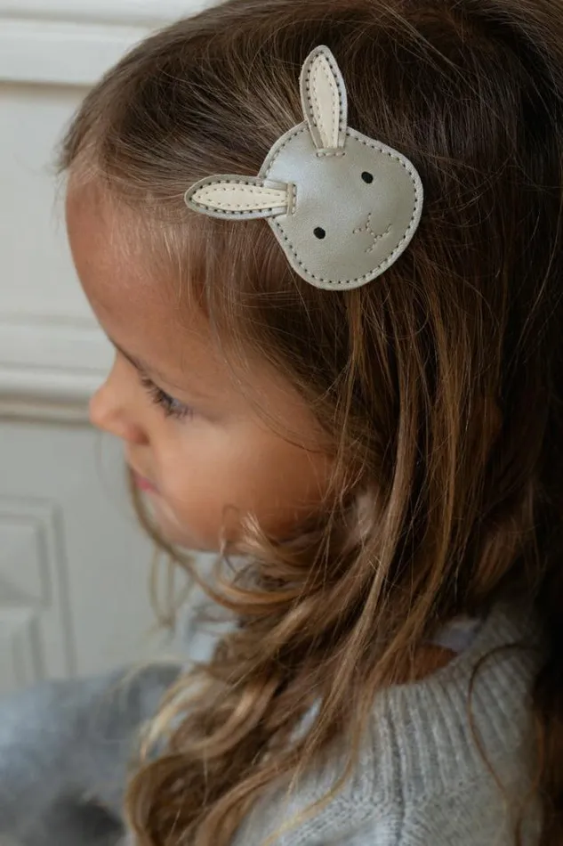 Donsje Amsterdam Hair Accessories Girls Blinc Clip Champagne Metallic Leather