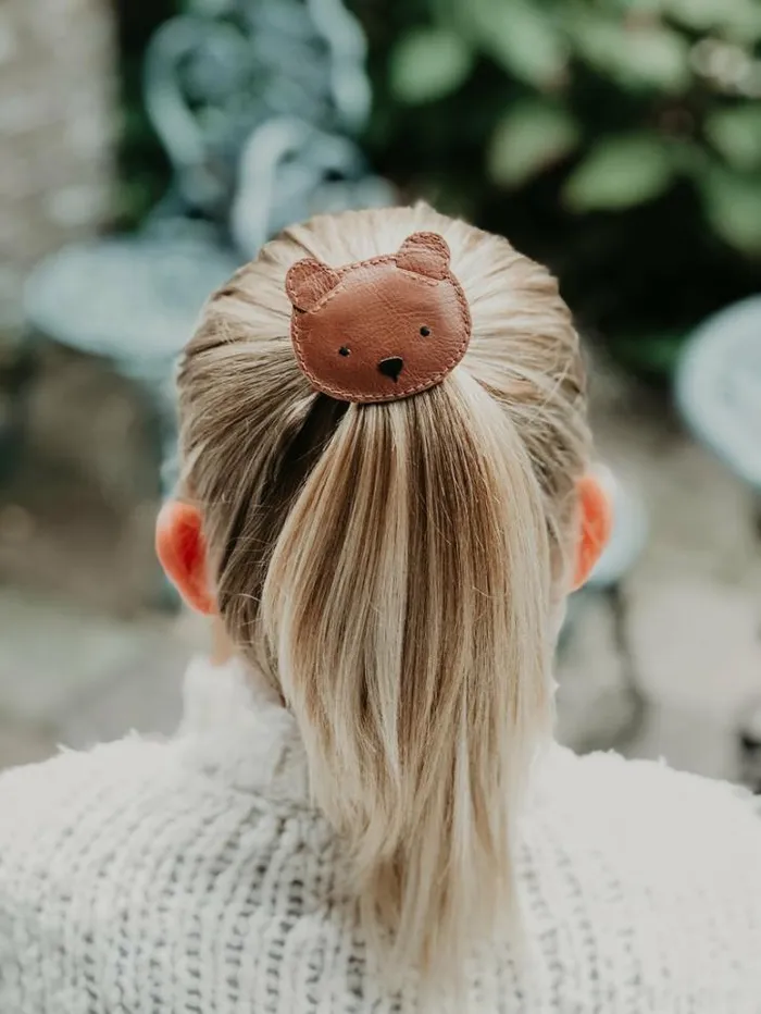 Donsje Amsterdam Hair Accessories Girls Josy Classic Hairclip Cognac Classic Leather