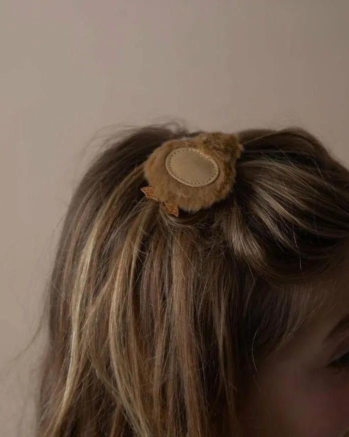 Donsje Amsterdam Hair Accessories Girls Lipu Clip Camel Soft Faux Fur