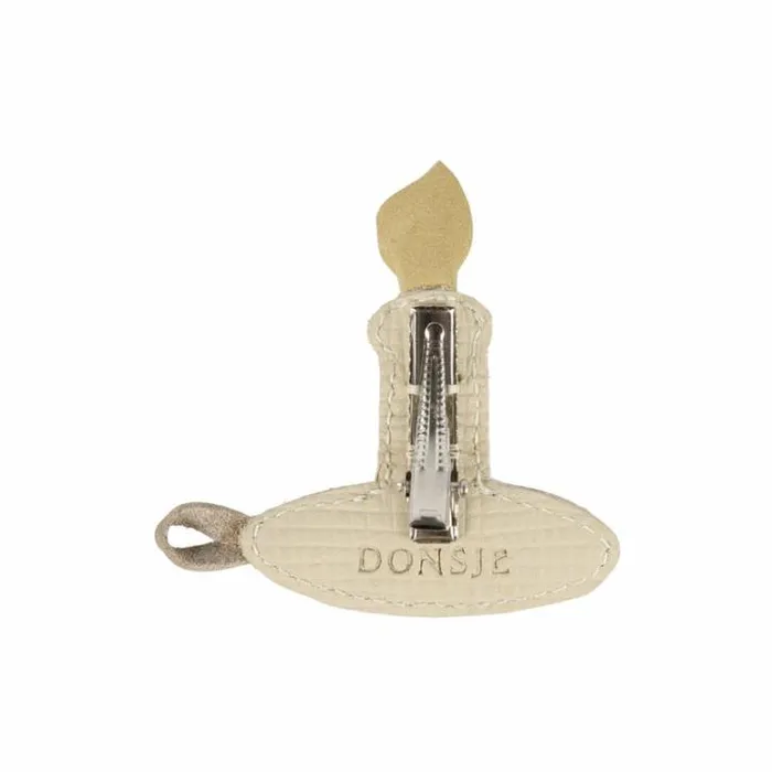 Donsje Amsterdam Hair Accessories Girls Wonda Hairclip Cream Scored Leather