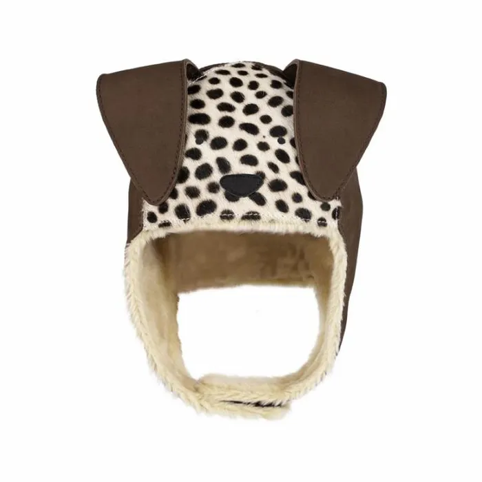 Donsje Amsterdam Hats and Mittens Boys Kapi Exclusive Hat Black Spotted Cow Hair