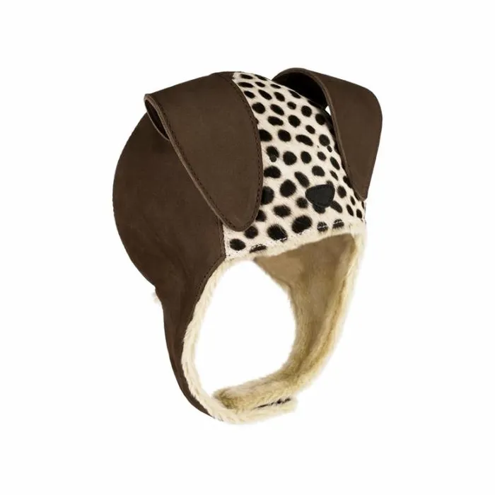 Donsje Amsterdam Hats and Mittens Boys Kapi Exclusive Hat Black Spotted Cow Hair