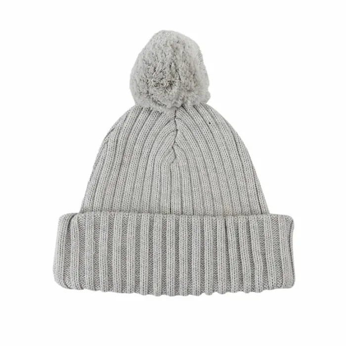 Donsje Amsterdam Hats and Mittens Girls Poppom Hat Pale Grey Melange