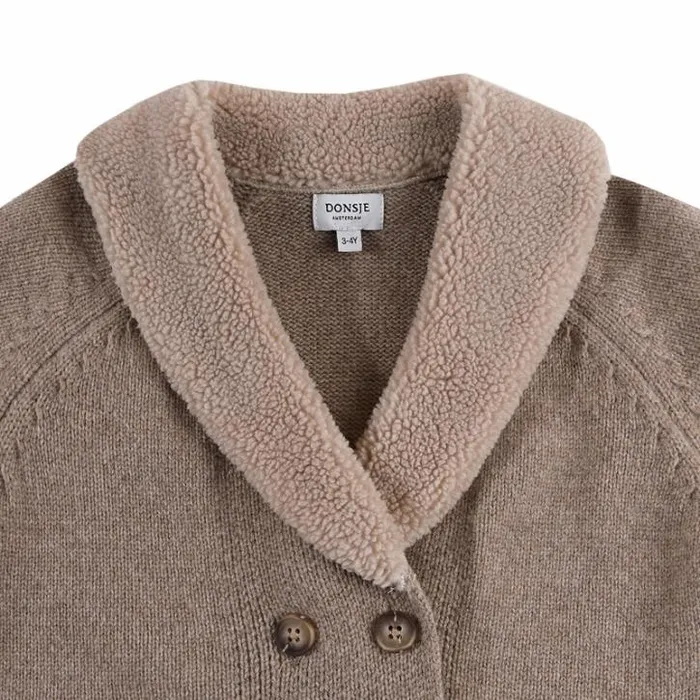 Donsje Amsterdam Jackets and Gilets Girls Nannie Merino Wool Waistcoat Milk Chocolate Melange