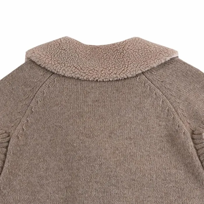 Donsje Amsterdam Jackets and Gilets Girls Nannie Merino Wool Waistcoat Milk Chocolate Melange