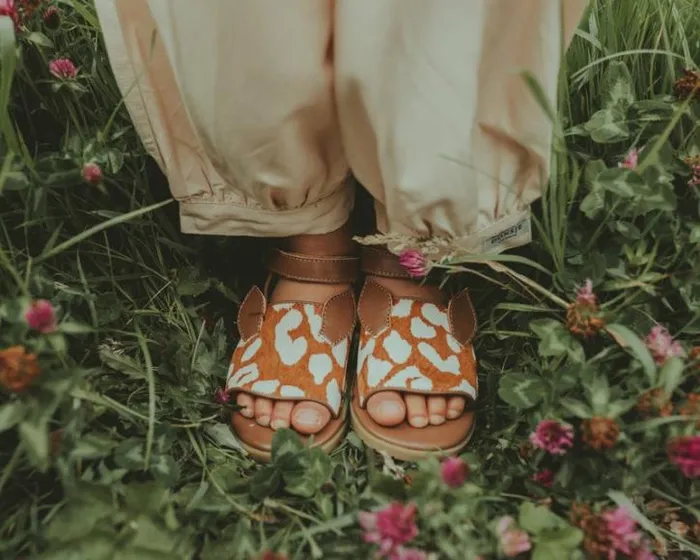 Donsje Amsterdam Sandals Girls Lara Sandals Brown Spotted Cow Hair