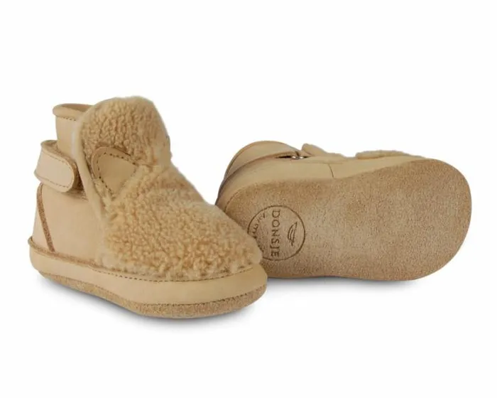 Donsje Amsterdam Shoes Baby Richy Caramel Curly Faux Fur
