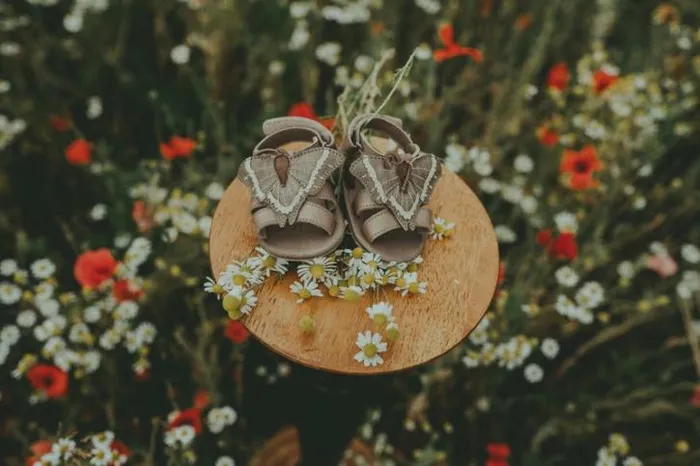 Donsje Amsterdam Shoes Baby Tuti Sky Truffle Metallic Nubuck