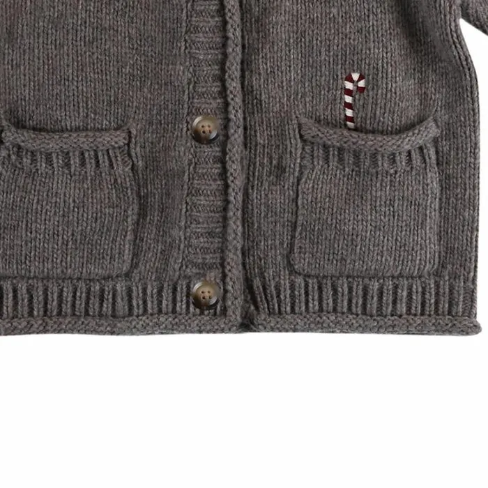 Donsje Amsterdam Sweaters and Cardigans Baby Bieka Cardigan Dark Taupe Melange