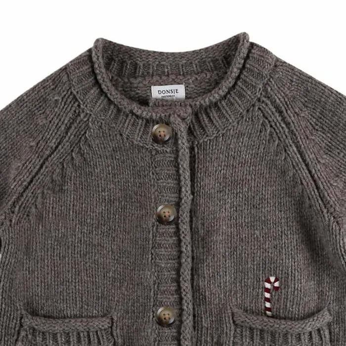 Donsje Amsterdam Sweaters and Cardigans Baby Bieka Cardigan Dark Taupe Melange