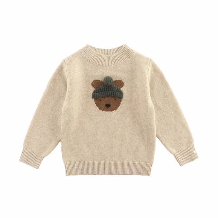 Donsje Amsterdam Sweaters and Cardigans Baby Denn Merino Wool Sweater Biscotti Melange