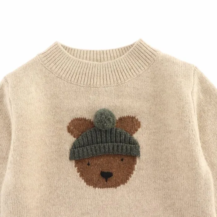 Donsje Amsterdam Sweaters and Cardigans Baby Denn Merino Wool Sweater Biscotti Melange