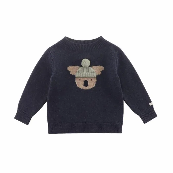 Donsje Amsterdam Sweaters and Cardigans Baby Denn Merino Wool Sweater Blue Marine Melange