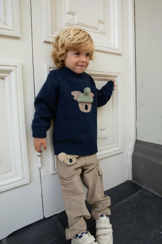 Donsje Amsterdam Sweaters and Cardigans Baby Denn Merino Wool Sweater Blue Marine Melange
