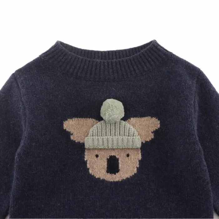 Donsje Amsterdam Sweaters and Cardigans Baby Denn Merino Wool Sweater Blue Marine Melange