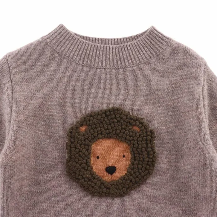 Donsje Amsterdam Sweaters and Cardigans Baby Denn Merino Wool Sweater Dark Taupe Melange