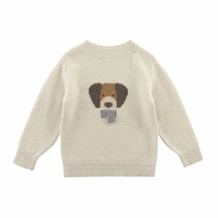 Donsje Amsterdam Sweaters and Cardigans Girls Denn Merino Wool Sweater Arctic Ivory Melange