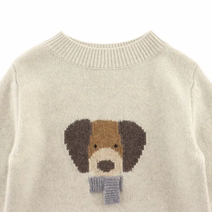 Donsje Amsterdam Sweaters and Cardigans Girls Denn Merino Wool Sweater Arctic Ivory Melange
