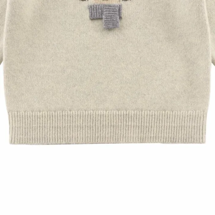 Donsje Amsterdam Sweaters and Cardigans Girls Denn Merino Wool Sweater Arctic Ivory Melange