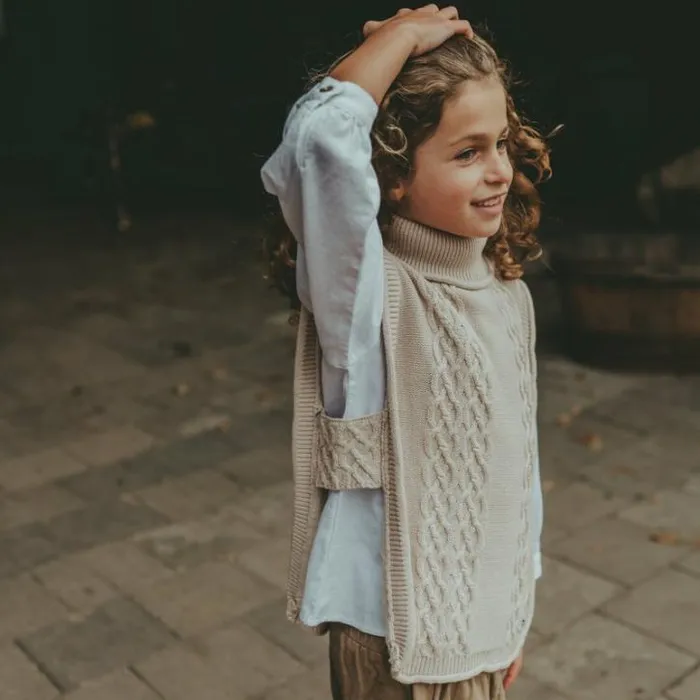 Donsje Amsterdam Sweaters and Cardigans Girls Karin Vest Soft Sand