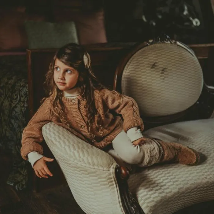 Donsje Amsterdam Sweaters and Cardigans Girls Luko Cardigan Warm Sand