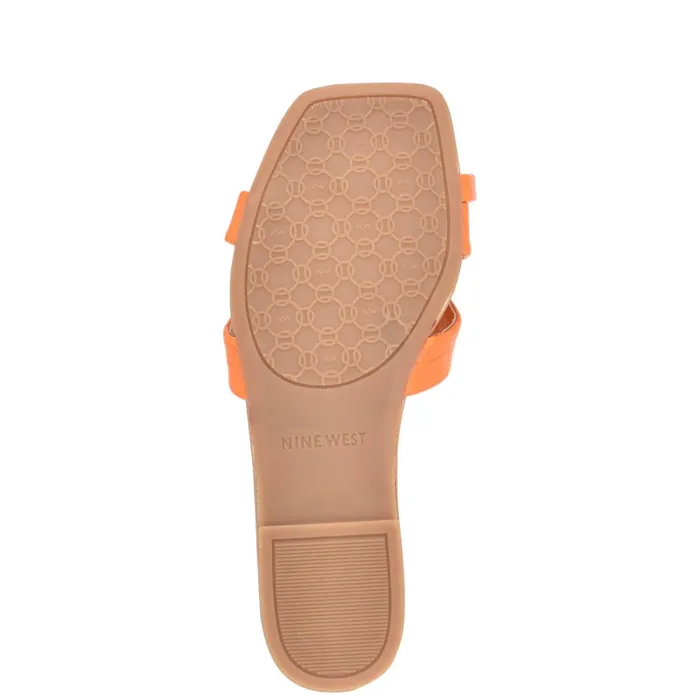 Dotty Flat Slide Sandals Orange Embossed Croco Women Nine West Sandals Dotty Flat Slide Sandals Orange Embossed Croco Women Nine West Sandals