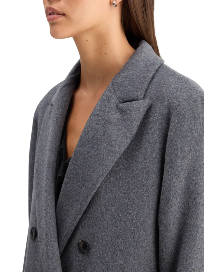 DOUBLE BREASTED TAILORED WOOL BLEND COAT Charcoal Melange Women Scotch and Soda Jackets and Coats DOUBLE BREASTED TAILORED WOOL BLEND COAT Charcoal Melange Women Scotch and Soda Jackets and Coats